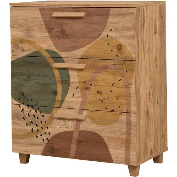 Dmora Cassettiera Dacia 43X80X95H Cm Marrone Quercia, 3 Cassetti Apertura Scorrevole-image