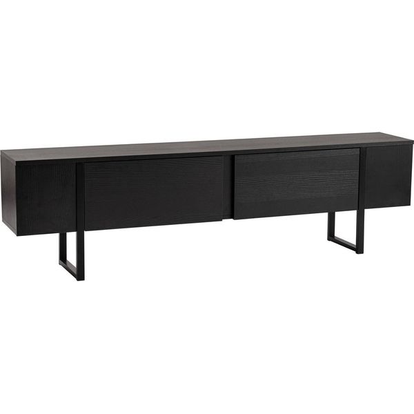 Dmora Mobile Porta Tv Lilith 29.5X180X50H Cm Nero Nero, Apertura A Ribalta 2 Vani-image