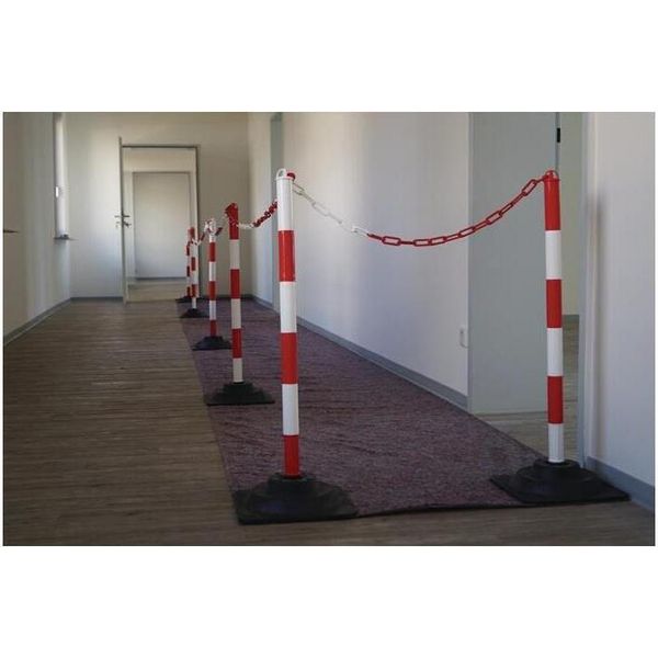 Palo Di Sbarramento Pe/Pvc Rosso/Bianco D.40Mm Per L'installazione Testa Del Palo Con 4 Portacatena-image
