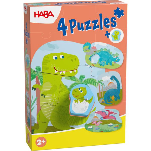 2, 2X3, 4 Pezzi Puzzle Per Bambini Haba 4 Primi Puzzle Dinos Con Figura In Legno Babydino 2012186002-image