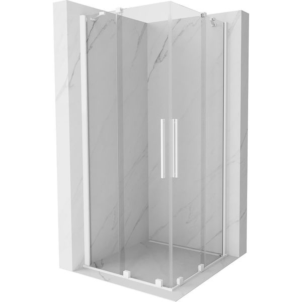Mexen Velar Duo Cabina Doccia Scorrevole 90 X 90 Cm, Trasparente, Bianca - 871-090-090-02-20-image