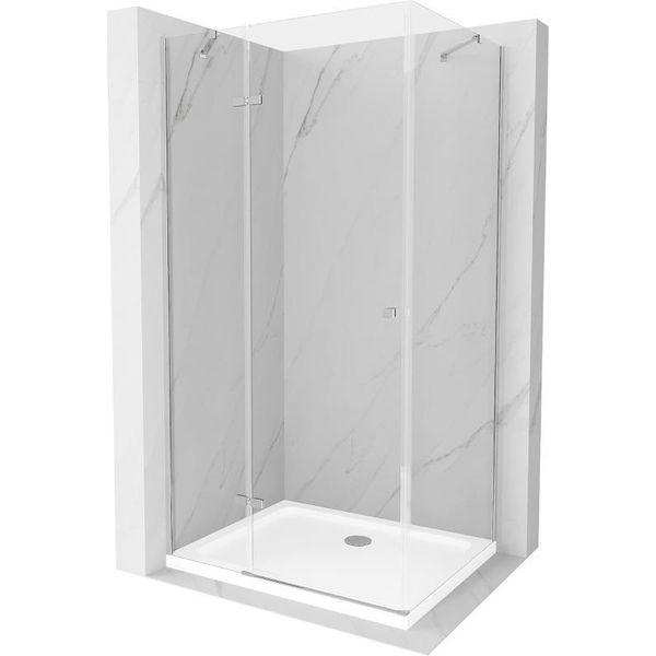 Mexen Roma Cabina Doccia A Battente 120 X 80 Cm, Trasparente, Cromo + Piatto Flat - 854-120-080-01-00-4010-image
