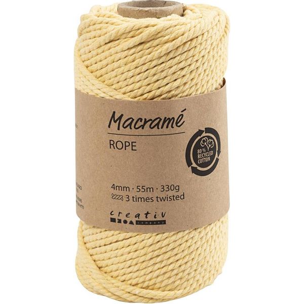 Creativ Company Cordoncino Per Macramè Giallo Chiaro 4 Mm 55 M Cotone-image
