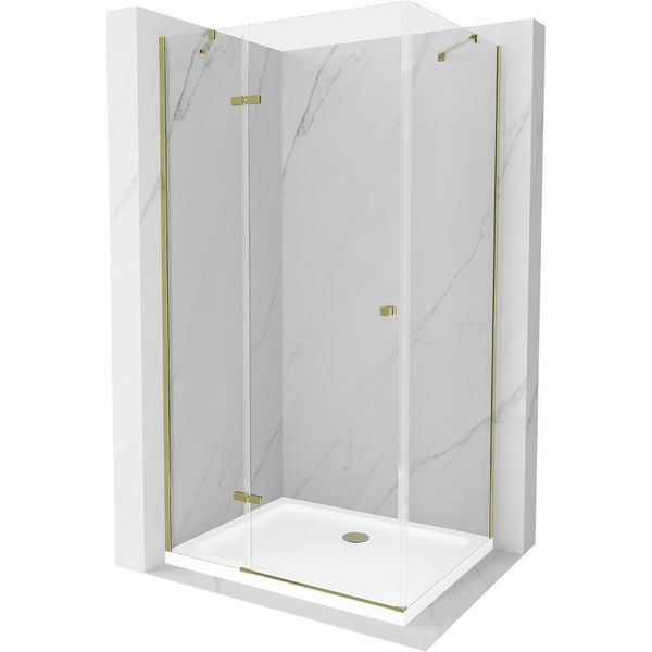 Mexen Roma Cabina Doccia A Battente 120 X 70 Cm, Trasparente, Dorata + Piatto Flat - 854-120-070-50-00-4010-image