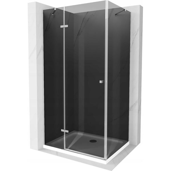 Mexen Roma Cabina Doccia A Battente 120 X 70 Cm, Grafite, Cromo + Piatto Flat, Bianco - 854-120-070-01-40-4010-image