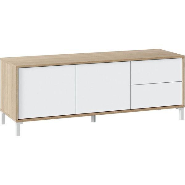 Dmora Mobile Porta Tv Alva 41X130X47H Cm Bianco, 2 Vani 2 Ante-image