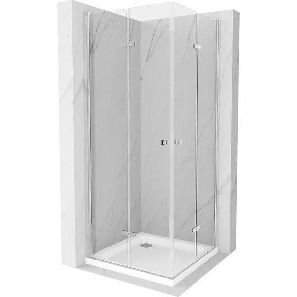 Mexen Lima Duo Cabina Doccia Pieghevole 70 X 70 Cm, Trasparente, Cromo + Piatto Flat - 856-070-070-01-02-4010-image