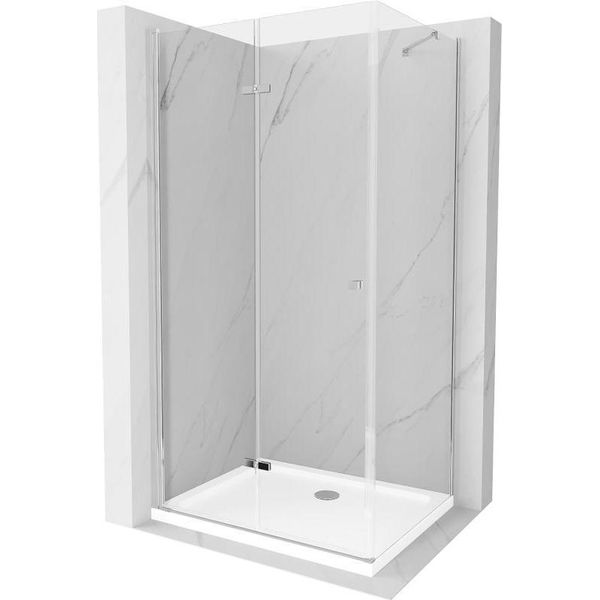 Mexen Lima Cabina Doccia Pieghevole 110 X 80 Cm, Trasparente, Cromo + Piatto Doccia Flat - 856-110-080-01-00-4010-image