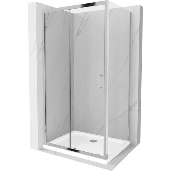 Mexen Apia Cabina Doccia Scorrevole 110 X 90 Cm, Trasparente, Cromo + Piatto Flat - 840-110-090-01-00-4010-image