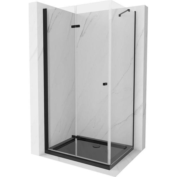 Mexen Lima Cabina Doccia Pieghevole 80 X 120 Cm, Trasparente, Nera + Piatto Doccia Flat, Nero - 856-080-120-70-00-4070B-image