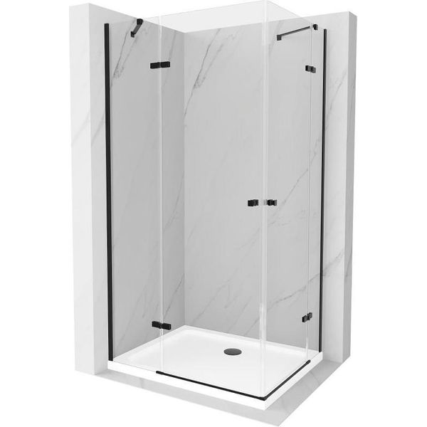 Mexen Roma Duo Cabina Doccia A Battente 100 X 90 Cm, Trasparente, Nera + Piatto Doccia Flat - 854-100-090-70-02-4010B-image