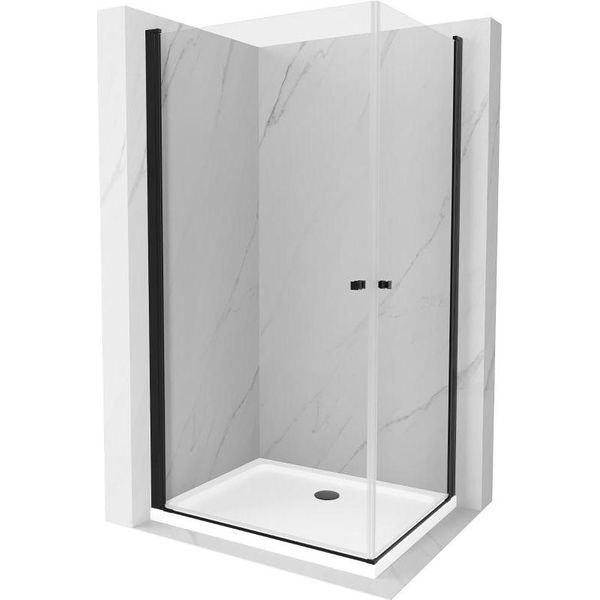 Mexen Pretoria Duo Cabina Doccia A Battente 80 X 70 Cm, Trasparente, Nera + Piatto Flat - 852-080-070-70-02-4010B-image