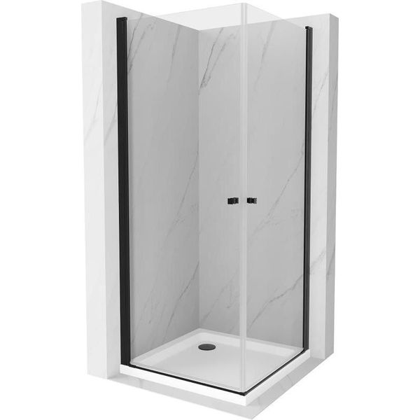 Mexen Pretoria Duo Cabina Doccia A Battente 90 X 90 Cm, Trasparente, Nera + Piatto Doccia Flat - 852-090-090-70-02-4010B-image