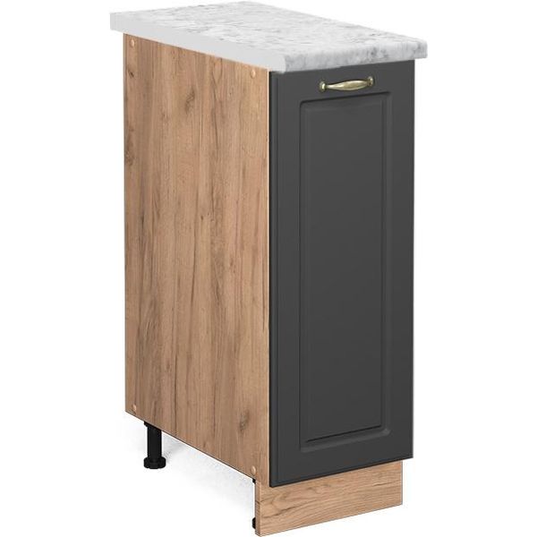 Vicco Armadio Cucina Dispensa Alto Fame-Line, 30 Cm , Pt Marmo, Antracite-Oro/Quercia Dorata-image