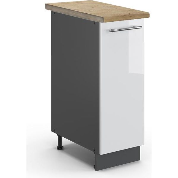 Vicco Armadio Cucina Dispensa Alto Fame-Line, 30 Cm , Pt Rovere, Bianco Lucido/Antracite-image