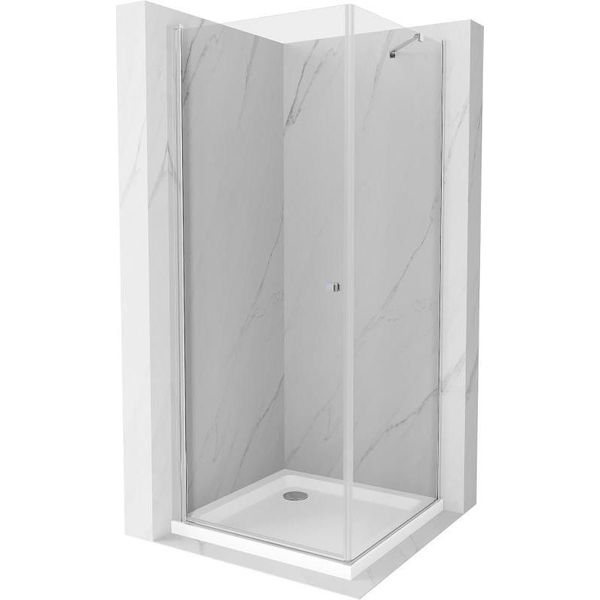 Mexen Pretoria Cabina Doccia A Battente 70 X 70 Cm, Trasparente, Cromo + Piatto Flat - 852-070-070-01-00-4010-image