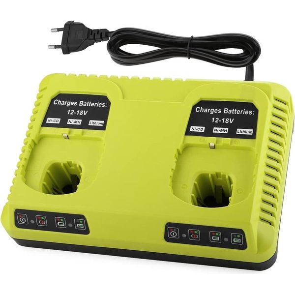 P117 Caricatore A Doppia Porta Per Ryobi Caricatore 18V Sostituzione Per Ryobi One+ P107 P108 P102 P103 P104 P105 P107 P108 Batteria 12V-18V-image