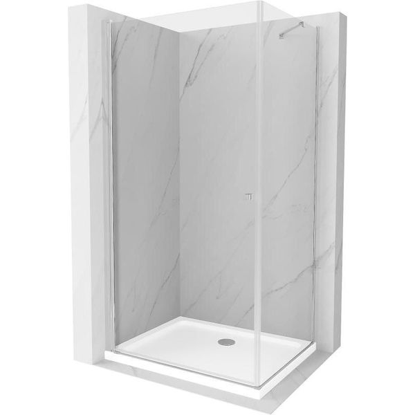 Mexen Pretoria Cabina Doccia A Battente 80 X 70 Cm, Trasparente, Cromo + Piatto Flat - 852-080-070-01-00-4010-image