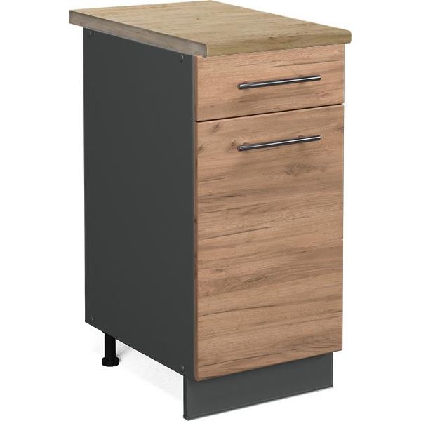Vicco Mobiletto Base Per Cucina Fame-Line, 40 Cm , Pt Rovere, Quercia Dorata/Antracite-image