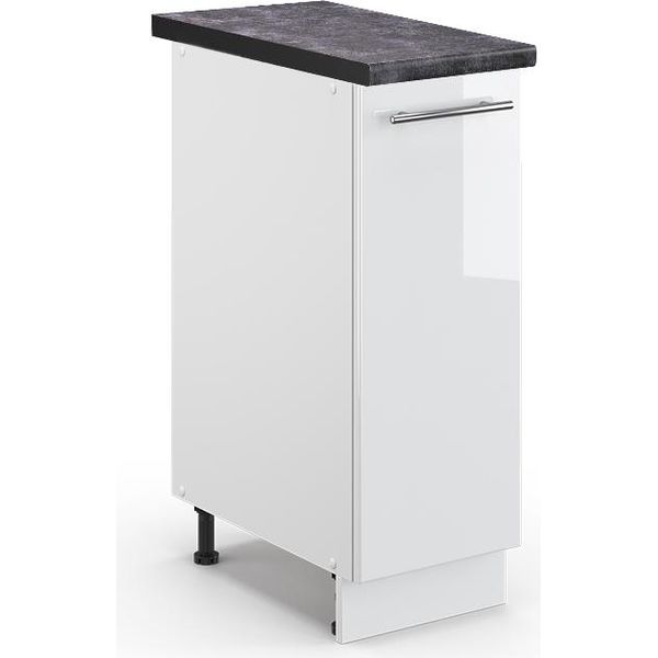 Vicco Armadio Cucina Dispensa Alto Fame-Line, 30 Cm , Pt Antracite, Bianco Lucido/Bianco-image