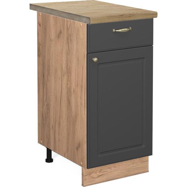 Vicco Mobiletto Base Per Cucina Fame-Line, 40 Cm , Pt Rovere, Antracite-Oro/Quercia Dorata-image