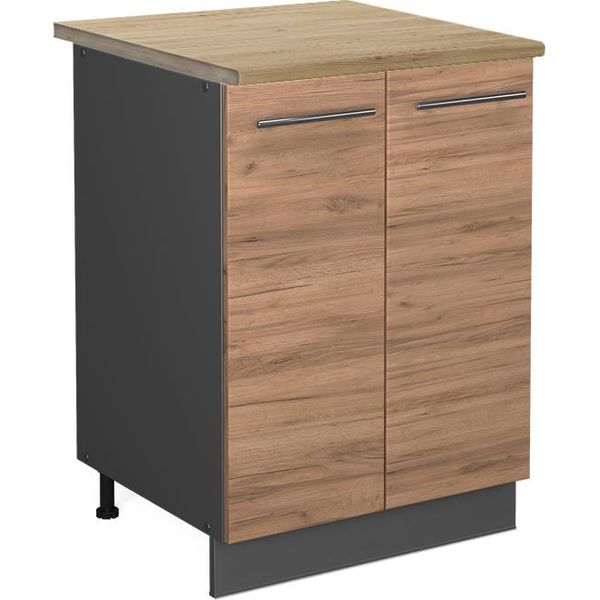 Vicco Mobiletto Base Cucina Fame-Line, 60 Cm , Pt Rovere, Quercia Dorata/Antracite-image
