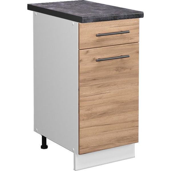 Vicco Mobiletto Base Per Cucina Fame-Line, 40 Cm , Pt Antracite, Quercia Dorata/Bianco-image