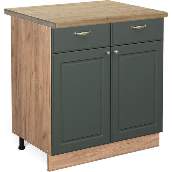 Vicco Mobiletto Base Per Cucina Fame-Line, 80 Cm , Pt Rovere, Verde-Oro Country House/Quercia Dorata-image