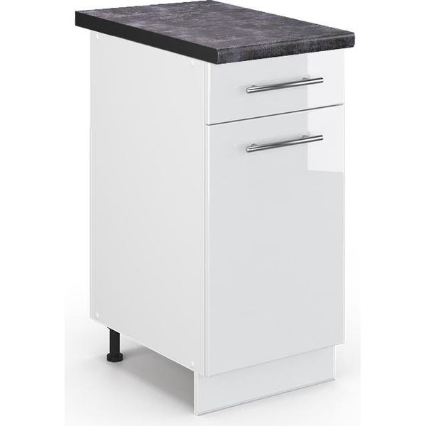 Vicco Mobiletto Base Per Cucina Fame-Line, 40 Cm , Pt Antracite, Bianco Lucido/Bianco-image