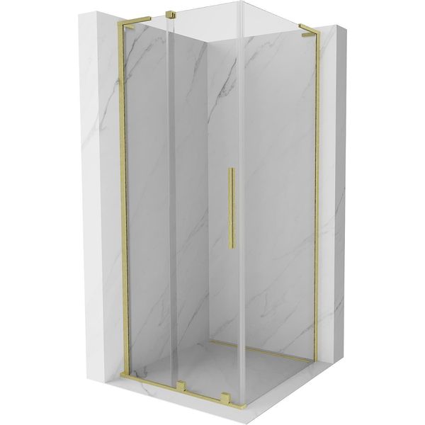 Mexen Velar L Cabina Doccia Scorrevole 90 X 90 Cm, Trasparente, Oro Spazzolato - 871-090-090-03-55-image
