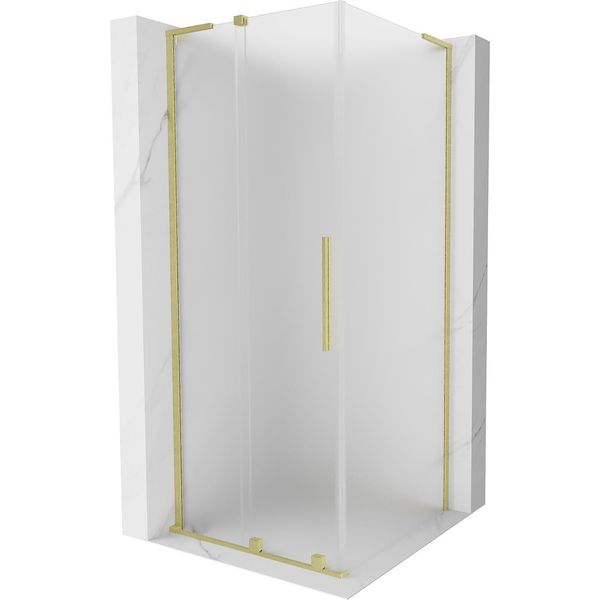 Mexen Velar L Cabina Doccia Scorrevole 100 X 100 Cm, Brina, Oro Spazzolato - 871-100-100-33-55-image