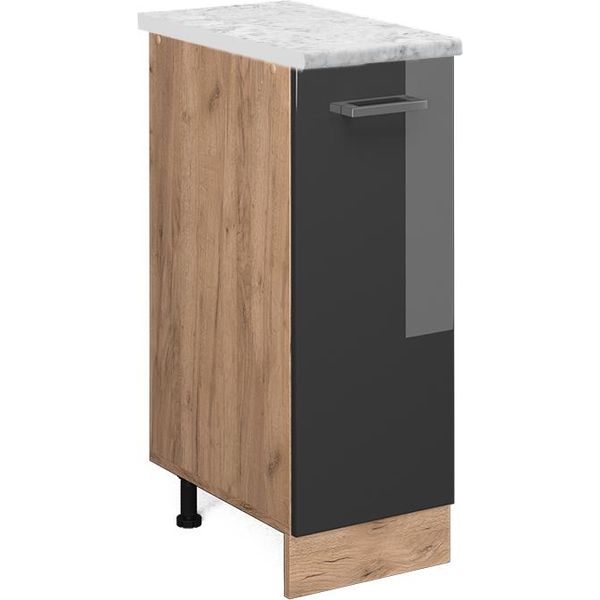 Vicco Armadio Cucina Dispensa Alto R-Line, 30 Cm Pl Marmo, Antracite Lucido/Quercia Dorata-image