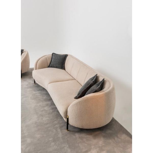 Divano Imbottito Beige Design Divano 4 Posti Divani Tessile Design Divano Mobili Nuovo-image