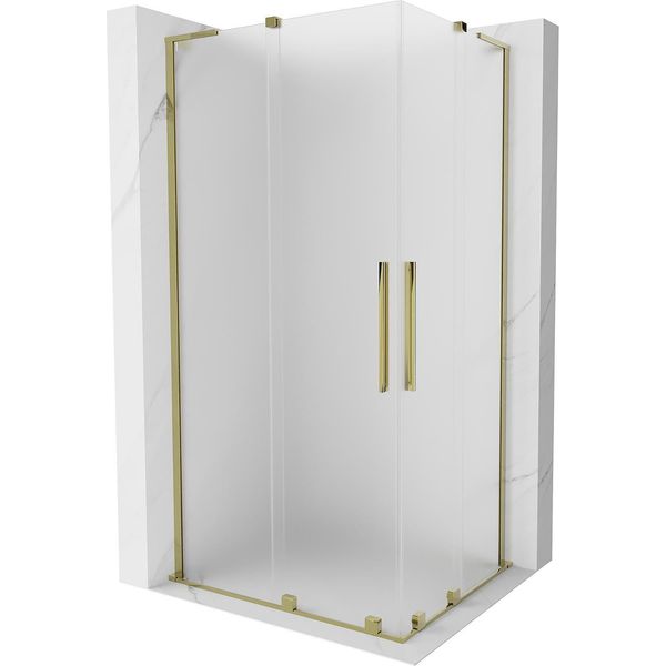 Mexen Velar L Duo Cabina Doccia Scorrevole 90 X 80 Cm, Ghiacciato, Oro - 871-090-080-02-33-50-image