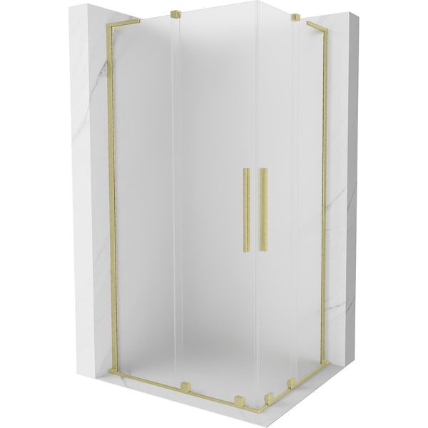 Mexen Velar L Duo Cabina Doccia Scorrevole 100 X 90 Cm, Brina, Oro Spazzolato - 871-100-090-02-33-55-image