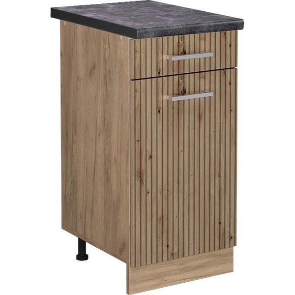 Vicco Mobiletto Base Per Cucina R-Line, 40 Cm , Pt Antracite, Rovere Artigianale/Quercia Dorata-image