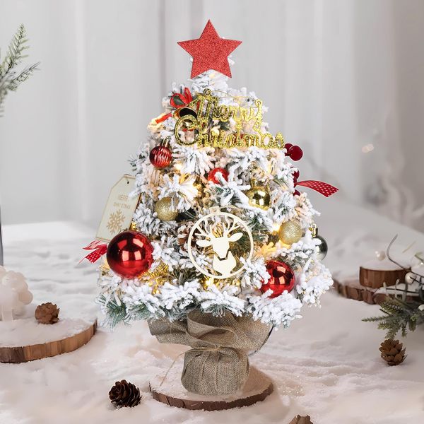 Fch 40Cm Mini Albero Di Natale Artificiale Con Illuminazione Led E Decorazione Natalizia Fai Da Te, Albero Di Natale Da Tavolo-image