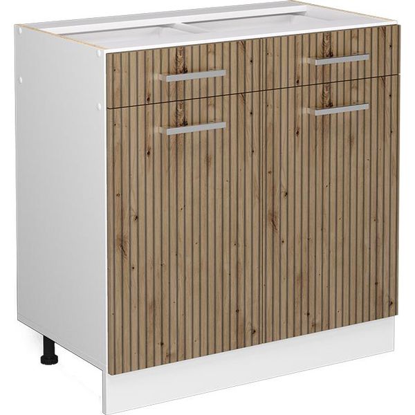 Vicco Mobiletto Base Per Cucina R-Line, 80 Cm Senza Piano Di Lavoro, Rovere Artigianale/Bianco-image