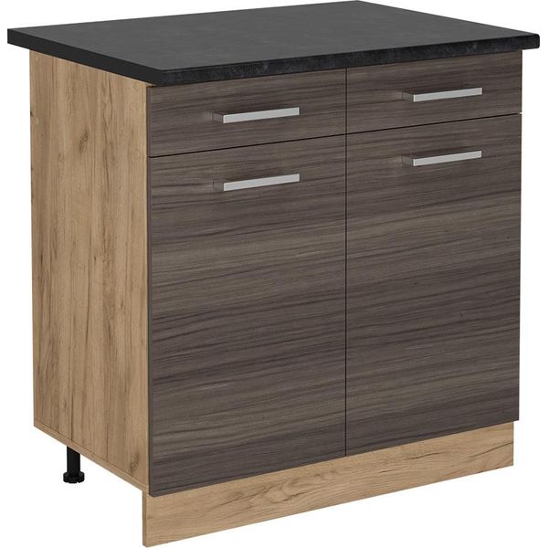 Vicco Mobiletto Base Per Cucina R-Line, 80 Cm , Pl Antracite, Grigio Nobile/Quercia Dorata-image