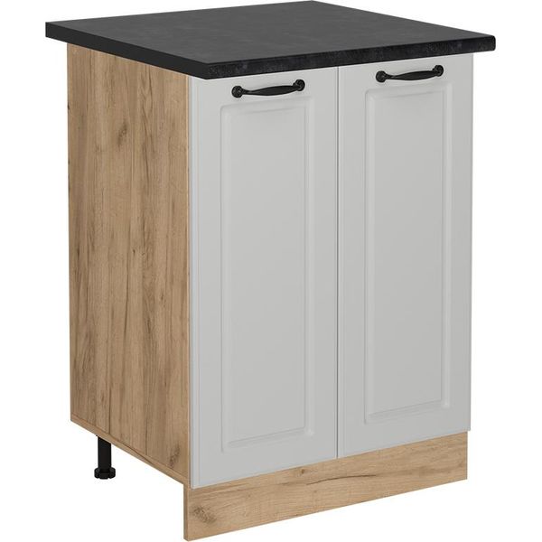 Vicco Mobiletto Base Cucina R-Line, 60 Cm , Pl Antracite, Bianco Casa Di Campagna/Quercia Dorata-image