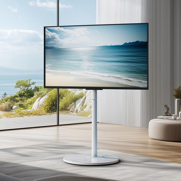 Wisfor Supporto Per Tv Regolabile In Altezza, Supporto Per Tv Arrotolabile, Carrello Per Tv Da 40-75 Pollici, Vesa 600X400 Mm, Fino A Max. 40 Kg-image