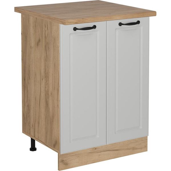 Vicco Mobiletto Base Cucina R-Line, 60 Cm , Pl Rovere, Bianco Casa Di Campagna/Quercia Dorata-image