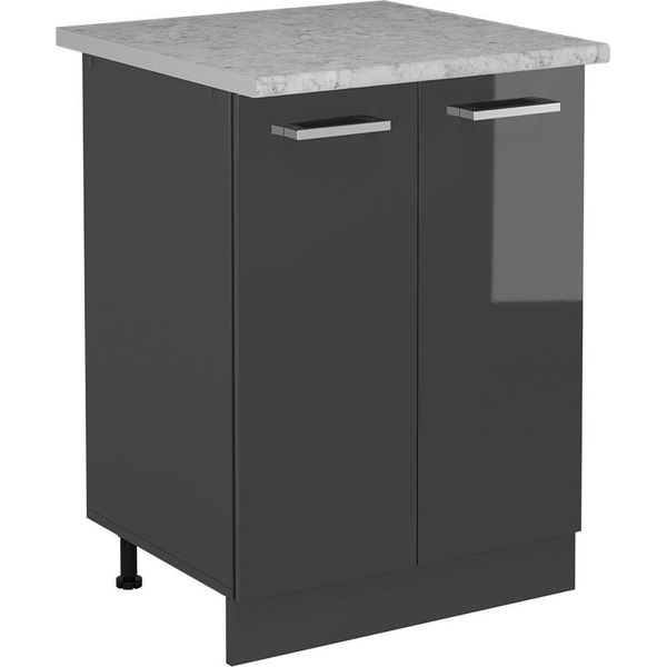 Vicco Mobiletto Base Cucina R-Line, 60 Cm Pl Marmo, Antracite Lucido/Antracite-image