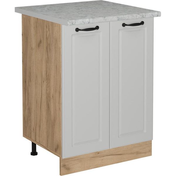 Vicco Mobiletto Base Cucina R-Line, 60 Cm Pl Marmo, Bianco Casa Di Campagna/Quercia Dorata-image