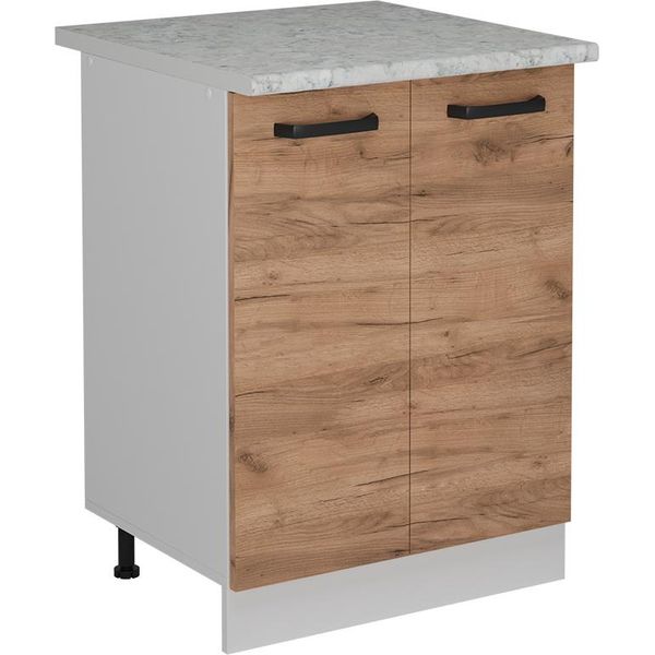 Vicco Mobiletto Base Cucina R-Line, 60 Cm Pl Marmo, Quercia Dorata/Bianco-image