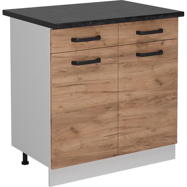 Vicco Mobiletto Base Per Cucina R-Line, 80 Cm Pl Antracite, Quercia Dorata/Bianco-image