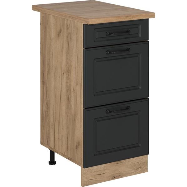Vicco Mobiletto Base Per Cucina R-Line, 40 Cm Con Cassetti, Pl Rovere, Antracite Casa Di Campagna/Quercia Dorata-image