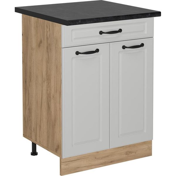 Vicco Mobiletto Base Per Cucina R-Line, 60 Cm Con Cassetto, Pl Antracite, Bianco Casa Di Campagna/Quercia Dorata-image