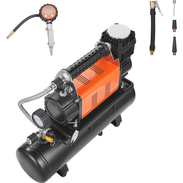 Succebuy Compressore D'aria Ad Alte Prestazioni Da 12 V Con Kit Serbatoio Da 6 L, Gonfiatore Di Pneumatici Portatile Da 6,35 Cfm, Compressore D'aria Fuoristrada Da 150 Psi Con Manometro Digitale, Gonfiatore Di Pneumatici Per Camion, Auto, Suv, Veicoli 4X4-image