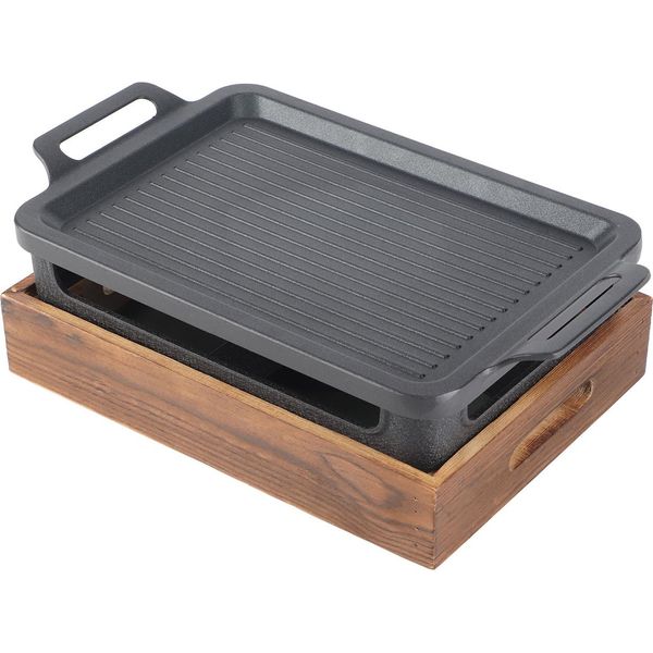 Barbecue Da Tavolo Grill A Prova Di Bastone Con Base In Legno Fornello Portatile Ad Alcool Grill Compatto Per Ristorante Casa Campeggio-image
